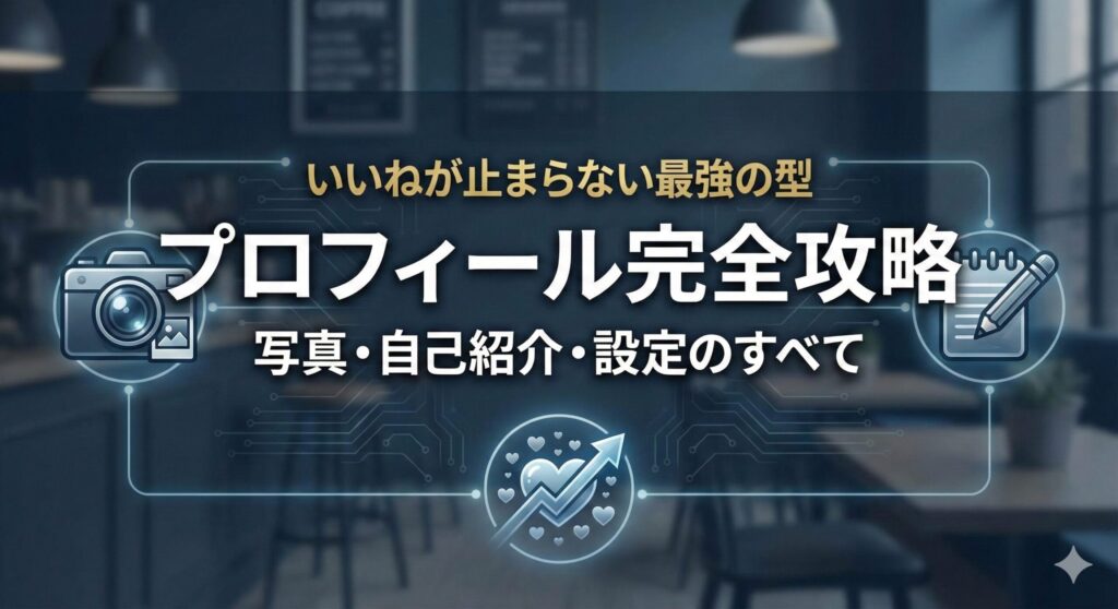 マッチングアプリのプロフィール完全攻略ガイド。写真の選び方と自己紹介文の書き方でいいねを倍増させるための記事アイキャッチ画像